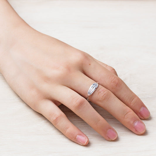 Silver Plated Feather Ring
