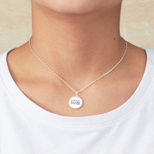 Silver Plated Filigree Disc Little Sister Necklace