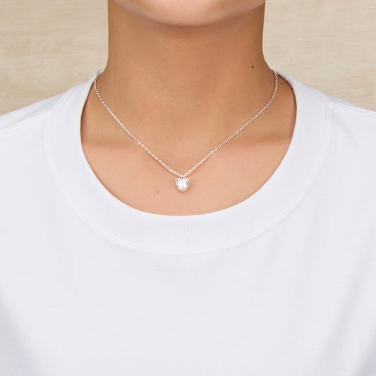 Silver Plated Heart Solitaire Necklace Created with Zircondia® Crystals