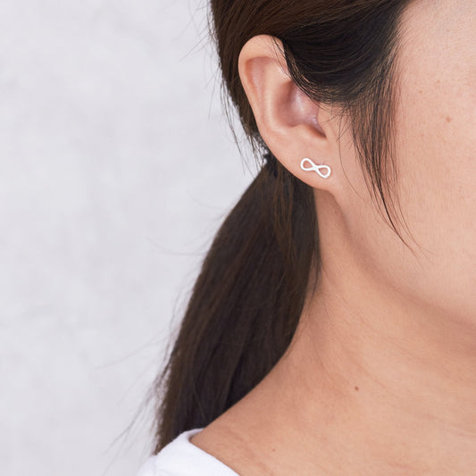 Silver Plated Infinity Stud Earrings
