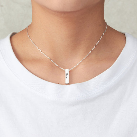 Silver Plated Mum Bar Necklace