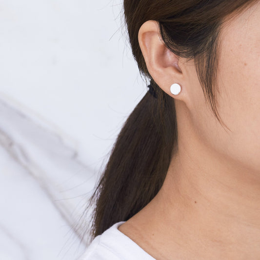 Silver Plated Round Dot Stud Earrings