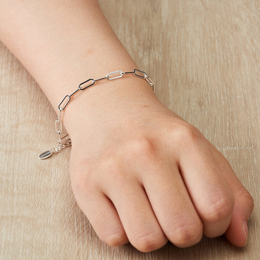 Silver Plated Small Link Paperclip Bracelet