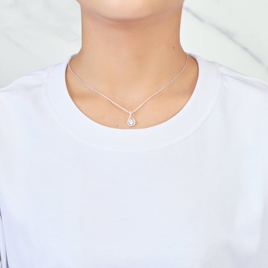 Silver Plated Solitaire Twist Necklace Created with Zircondia® Crystals