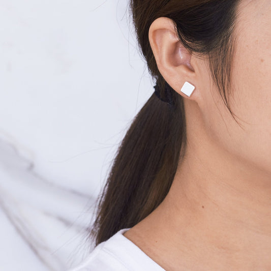 Silver Plated Square Stud Earrings