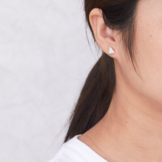 Silver Plated Triangle Stud Earrings