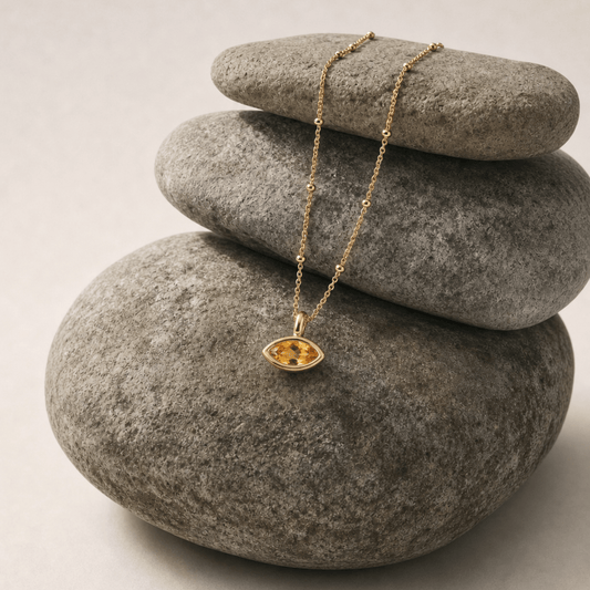 Siren’s Teardrop Citrine Necklace - Gold or Silver