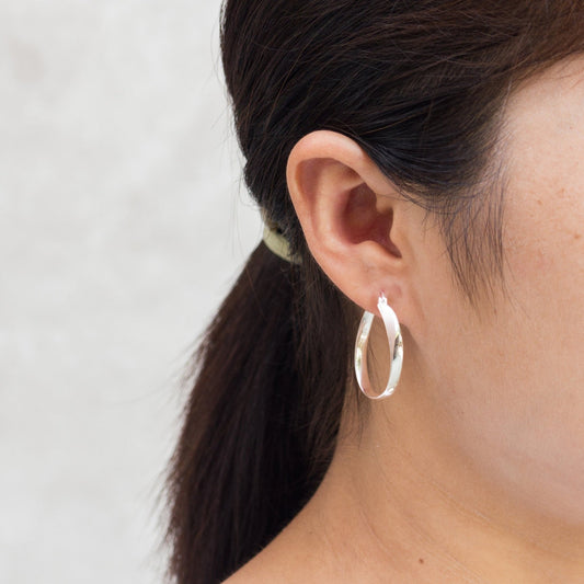 Sterling Silver 30mm Oval Hoop Earrings