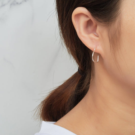 Sterling Silver Abstract Hooped Heart Earrings