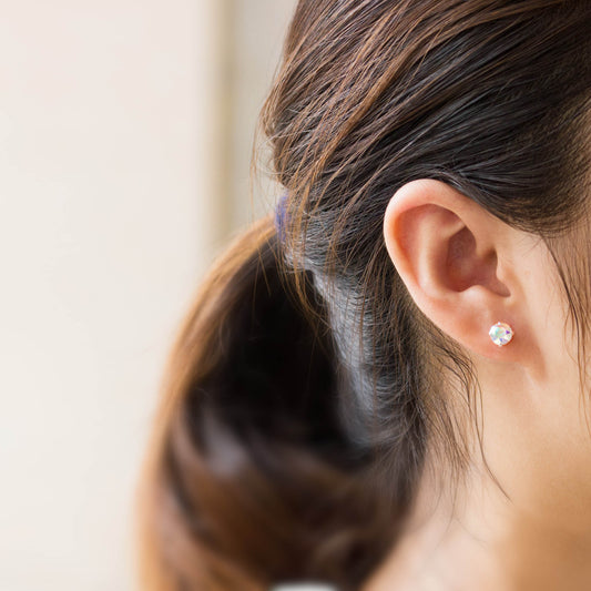 Sterling Silver Aurora Borealis Earrings Created with Zircondia® Crystals