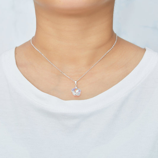 Sterling Silver Aurora Borealis Flower Set Created with Zircondia® Crystals