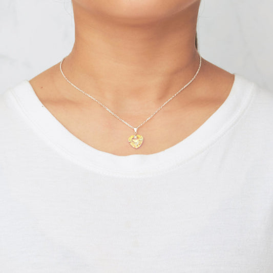 Sterling Silver Aurora Borealis Heart Set Created with Zircondia® Crystals