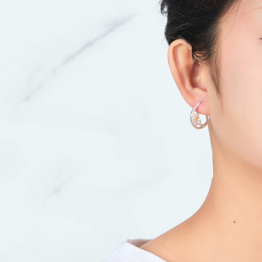 Sterling Silver Daisy Hoop Earrings