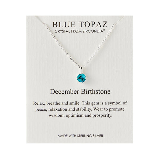Sterling Silver December (Blue Topaz) Birthstone Necklace Created with Zircondia® Crystals