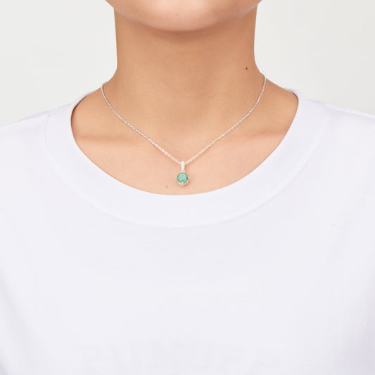 Sterling Silver Green Aventurine Gemstone Necklace
