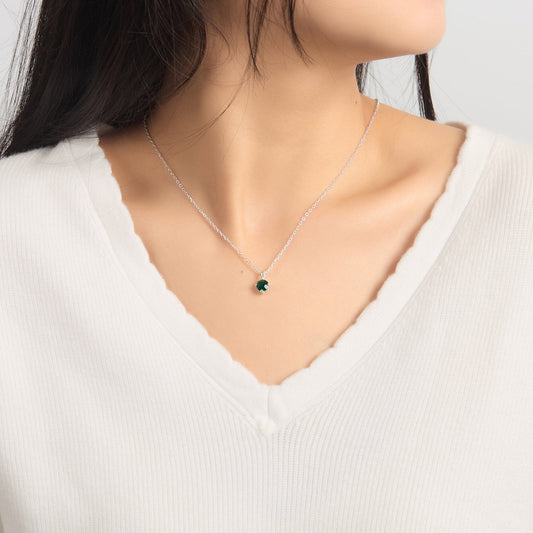 Sterling Silver Green Necklace Created with Zircondia® Crystals