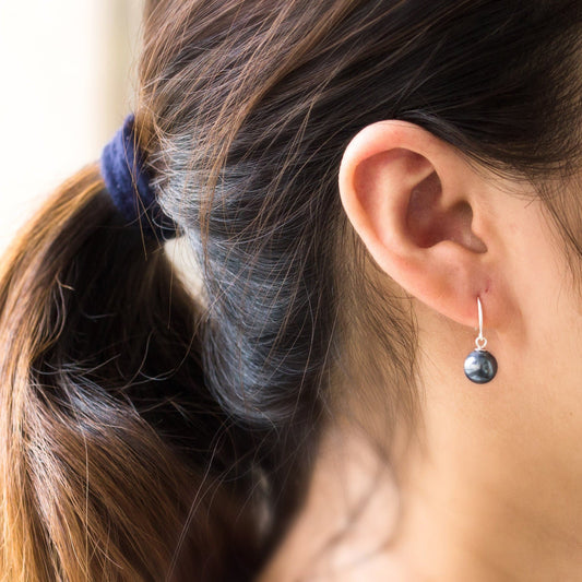 Sterling Silver Grey Pearl Drop Earrings