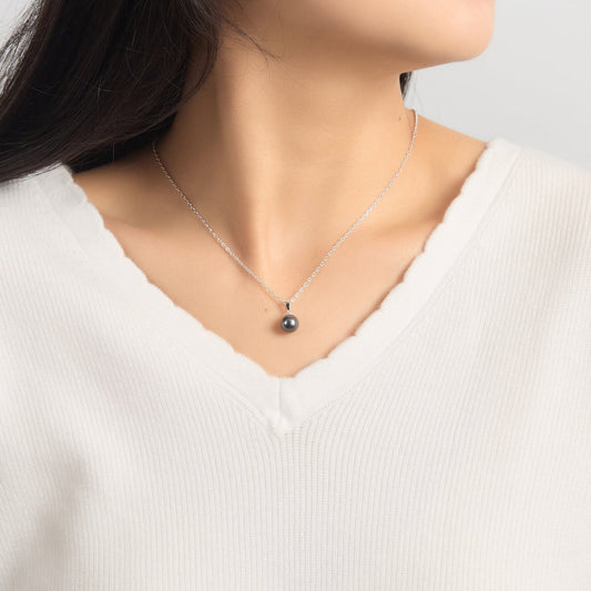 Sterling Silver Grey Shell Pearl Necklace
