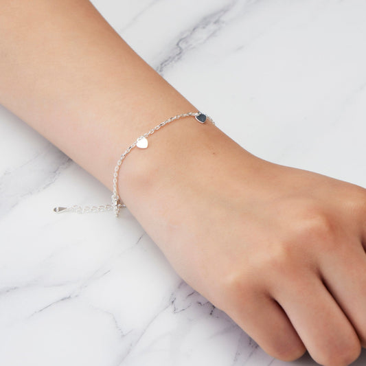 Sterling Silver Heart Charm Bracelet