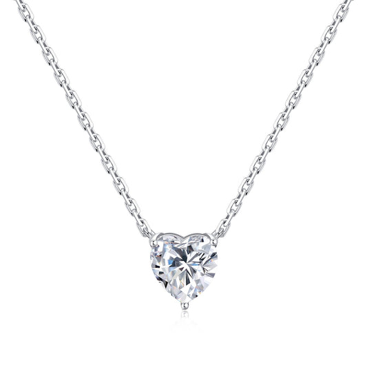 Sterling Silver I Couldn't Say I Do Without You Bridal Heart Solitaire Necklace with Zircondia® Crystals