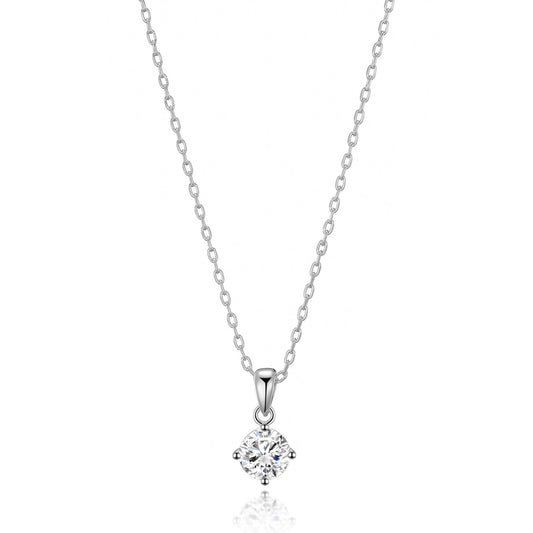 Sterling Silver I Couldn't Say I Do Without You Bridal Solitaire Crystal Necklace
