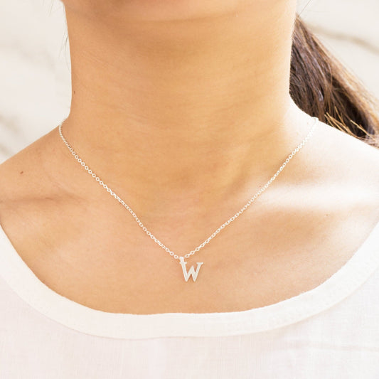Sterling Silver Initial W Necklace