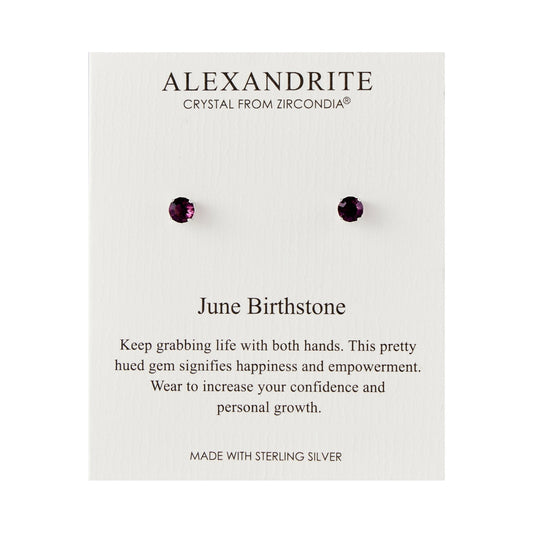 Sterling Silver June (Alexandrite) Birthstone Earrings Created with Zircondia® Crystals