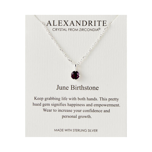 Sterling Silver June (Alexandrite) Birthstone Necklace Created with Zircondia® Crystals