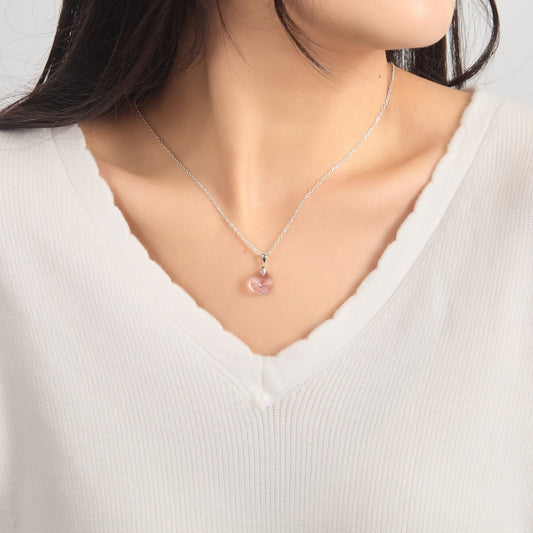 Sterling Silver Light Pink Necklace Created with Zircondia® Crystals