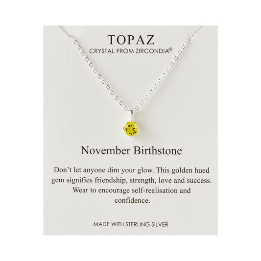 Sterling Silver November (Topaz) Birthstone Necklace Created with Zircondia® Crystals