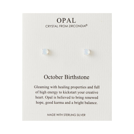 Sterling Silver October (Opal) Birthstone Earrings Created with Zircondia® Crystals