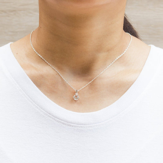 Sterling Silver Solitaire Necklace Created with Zircondia® Crystals
