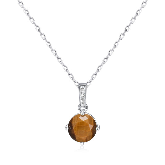 Sterling Silver Tigers Eye Gemstone Necklace with Quote Card