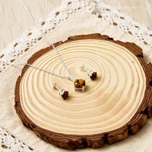 Sterling Silver Tigers Eye Gemstone Set