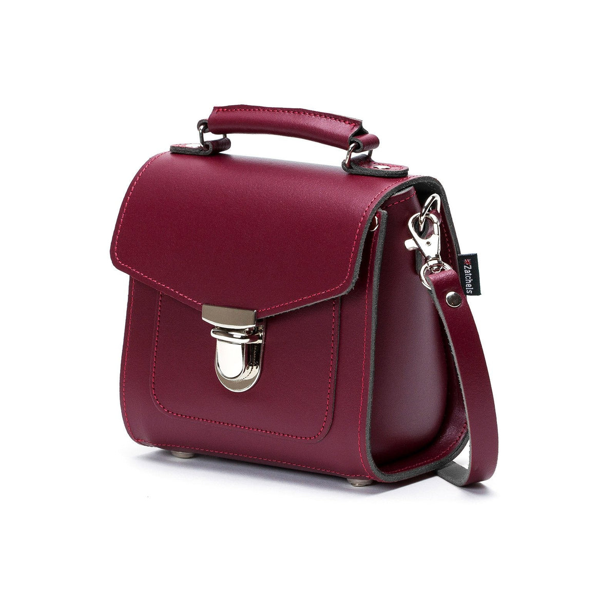 Sac à main en cuir fait main Sugarcube - Rouge sang de bœuf