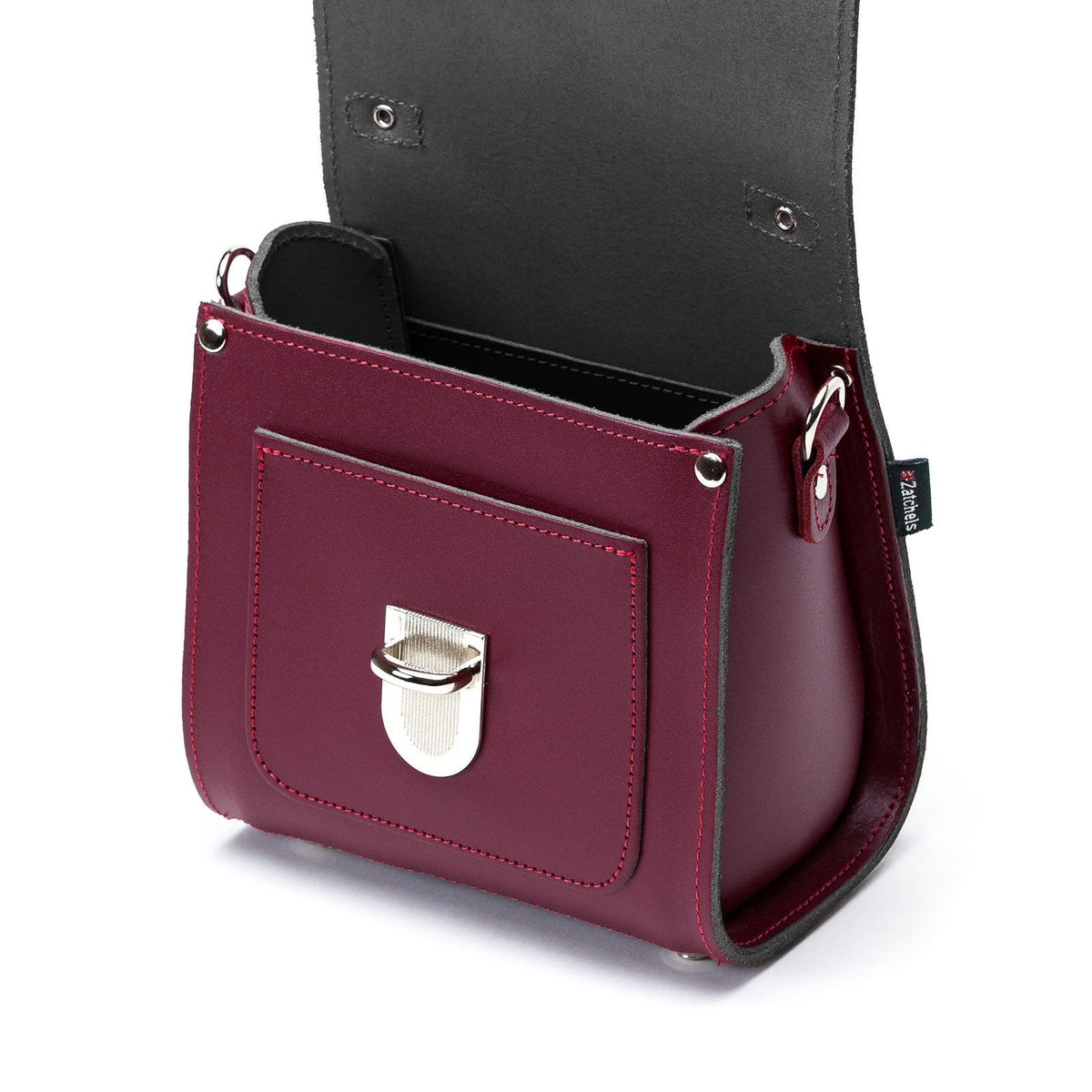Sac à main en cuir fait main Sugarcube - Rouge sang de bœuf