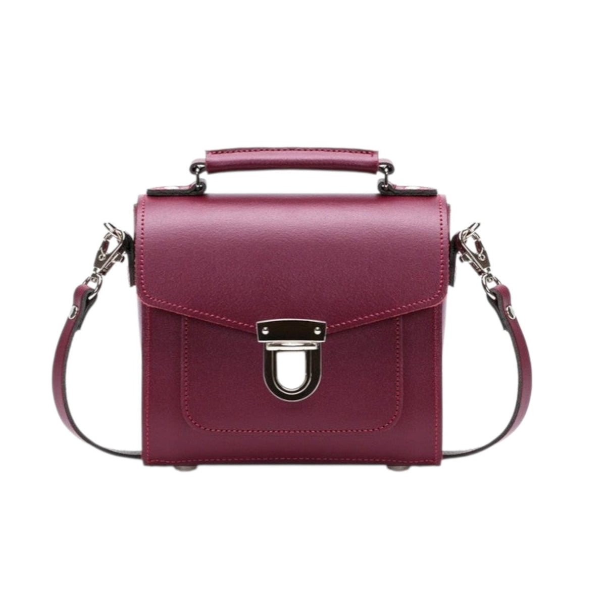Sac à main en cuir fait main Sugarcube - Rouge sang de bœuf