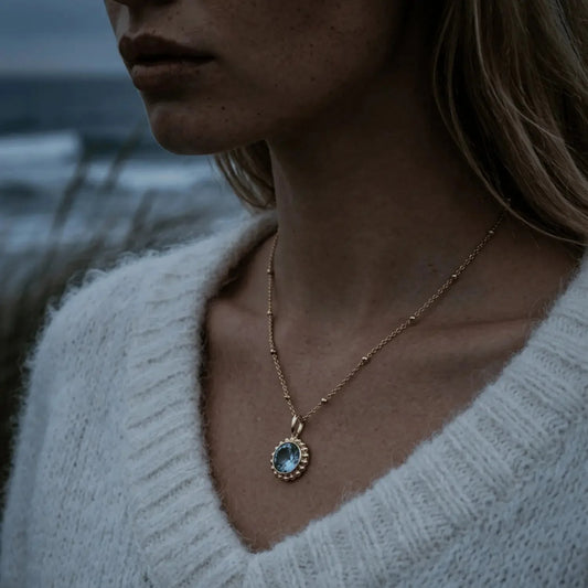 Sunburst Necklace - Sky Blue Topaz in Gold or Silver