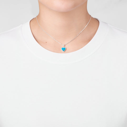 Synthetic Turquoise Gemstone Heart Necklace