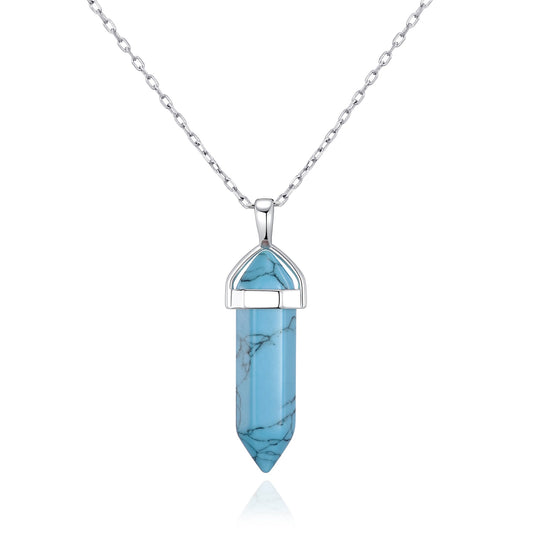 Synthetic Turquoise Gemstone Necklace with Quote Card