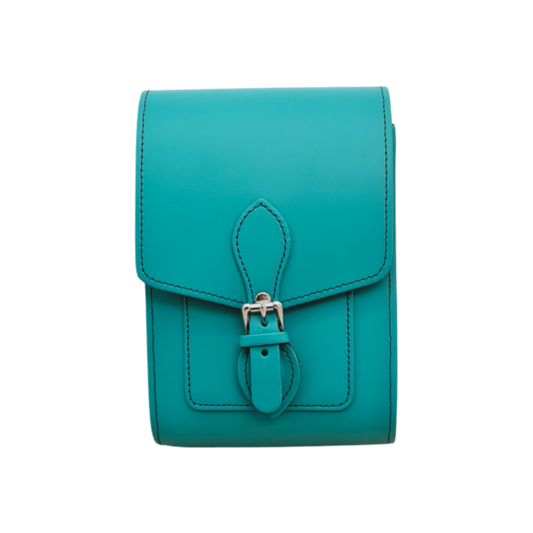 Handmade Leather Festival Phone Bag - Teal