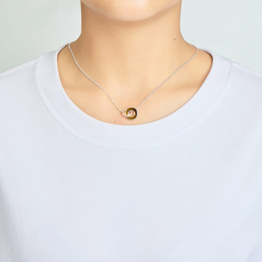 Tigers Eye Gemstone Circle Link Necklace