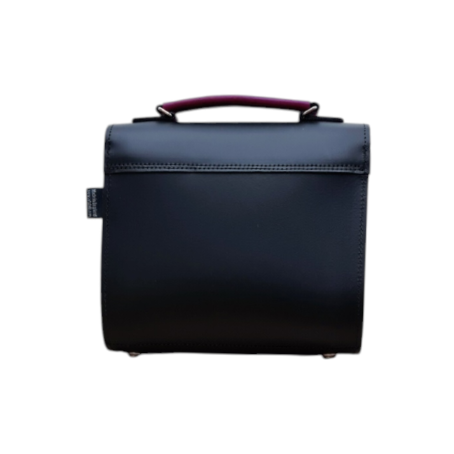 Sac à main en cuir fait main bicolore Sugarcube - Noir et magenta