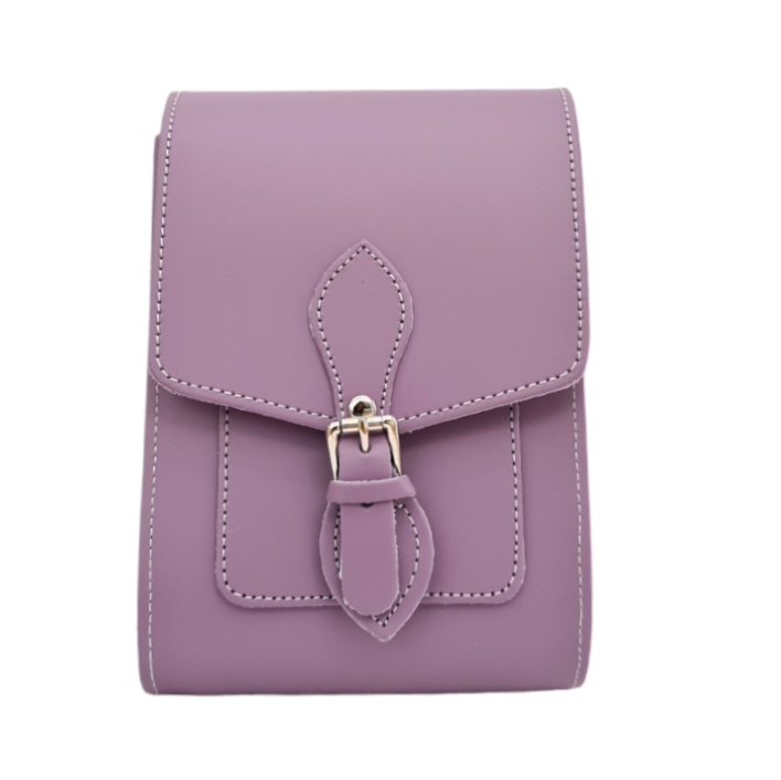 Sacoche de téléphone en cuir fait main pour festival - Violet pastel