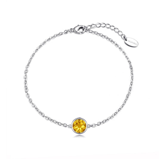 November (Topaz) Birthstone Anklet Created with Zircondia® Crystals
