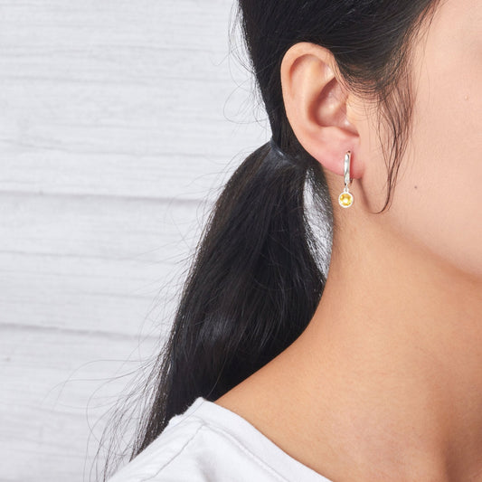 Yellow Crystal Hoop Earrings Created with Zircondia® Crystals