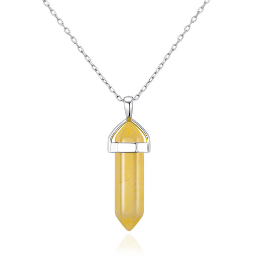Yellow Quartz Gemstone Necklace with Quote Card