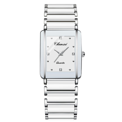 Square Couple Watch for Women and Men Ceramic Quartz Watch