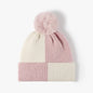 Color block knit hat with pom-pom - view 1