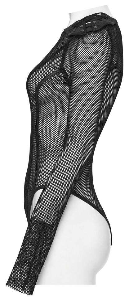 Punk Rave Cyberpunk Armor Mesh Bodysuit